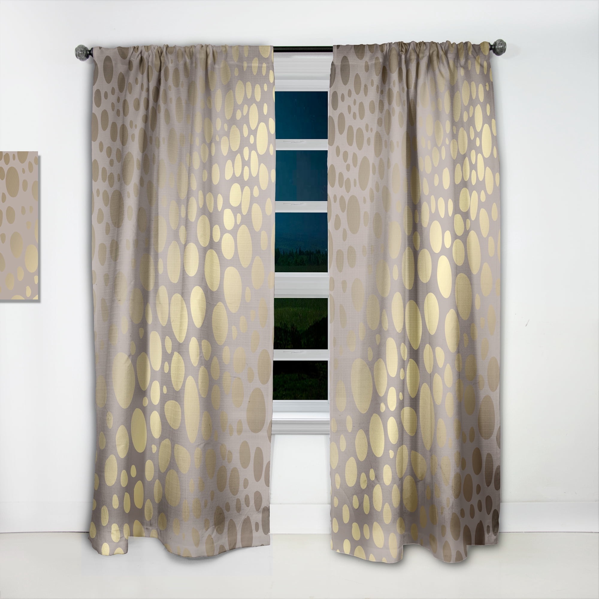 Designart 'Golden Colored Marble Design III' Mid-Century Modern Curtain Panel
