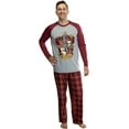 thumbnail image 3 of Harry Potter Mens' 2-Piece Hogwarts Plaid Raglan Long-Sleeve Pajama Pant Set - Gryffindor Slytherin Hufflepuff Ravenclaw, 3 of 5