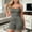 Gray, variant on Women's Ribbed Two Piece Set Spaghetti Strap Cami Tank Top and Drawstring Shorts Summer Beach Travel Vacation Matching Outfit,White