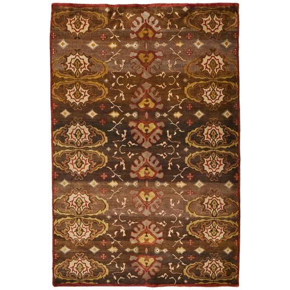 Feizy Amzad Transitional Ikat, Brown/Red/Tan, 8'6" x 11'6" Area Rug Easy Care Stain Resistant Pet & Kid Friendly Craftsman Damask Floor Rug for Living room Bedroom