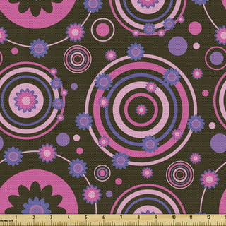 Hippie Fabric by the Yard, Sixties Style Illustration with Peace and Love  Themes Hearts Flowers and Circles, Decorative Upholstery Fabric for Chairs  