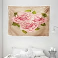 thumbnail image 1 of Rose Tapestry, Pink Bouquet of Roses Retro Design Nature Love Romance Theme Grunge Display, Wall Hanging for Bedroom Living Room Dorm Decor, 80W X 60L Inches, Tan Pale Pink Green, by Ambesonne, 1 of 2