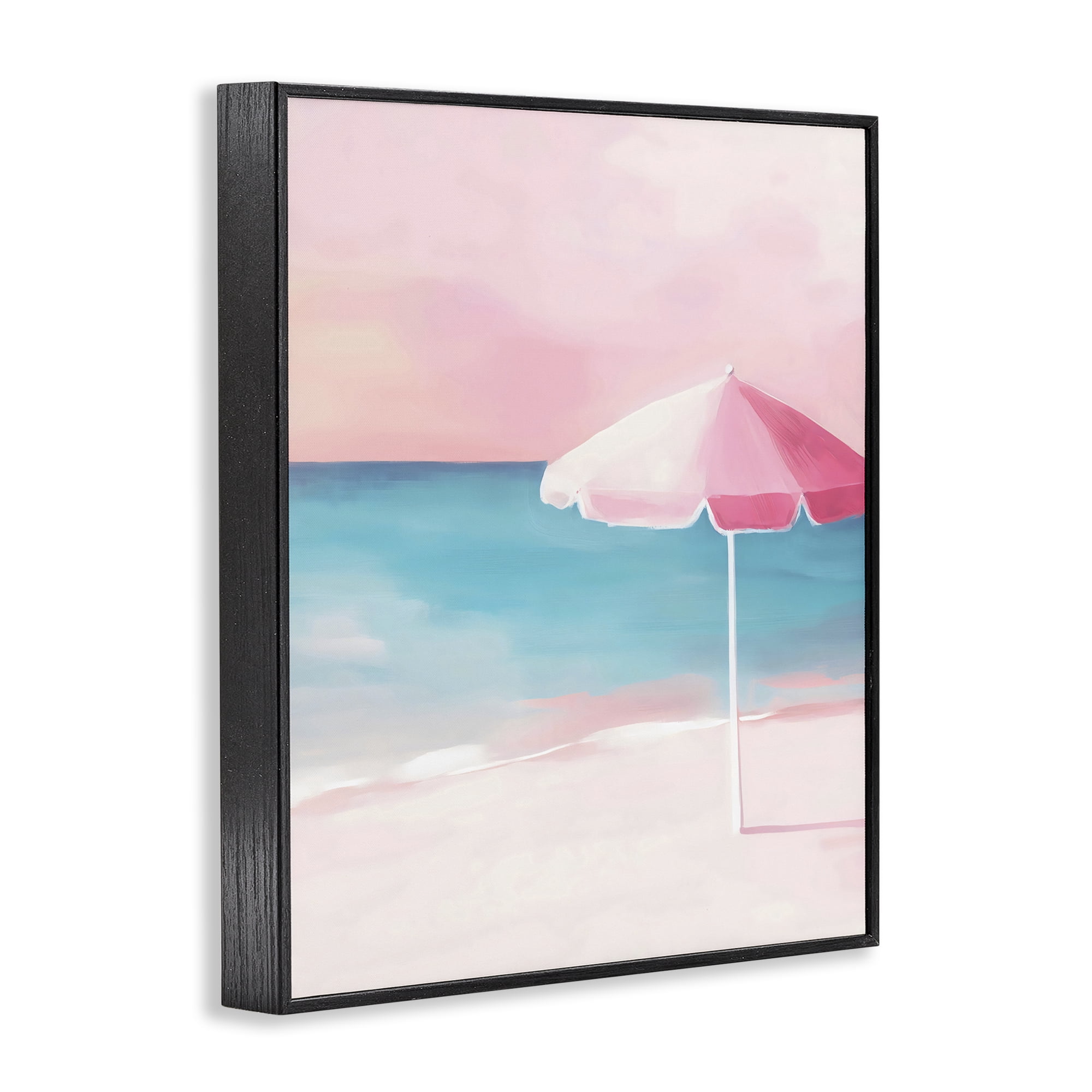 Stupell Industries Serene Pink Beach Umbrella Black Framed Giclee Art, design by The Prints Vibe