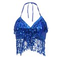 thumbnail image 1 of Traje De Danza Del Vientre Sujetador Halter Top Lentejuela Performance Outfits Royal Blue Sunnimix Traje de baile sujetador, 1 of 8