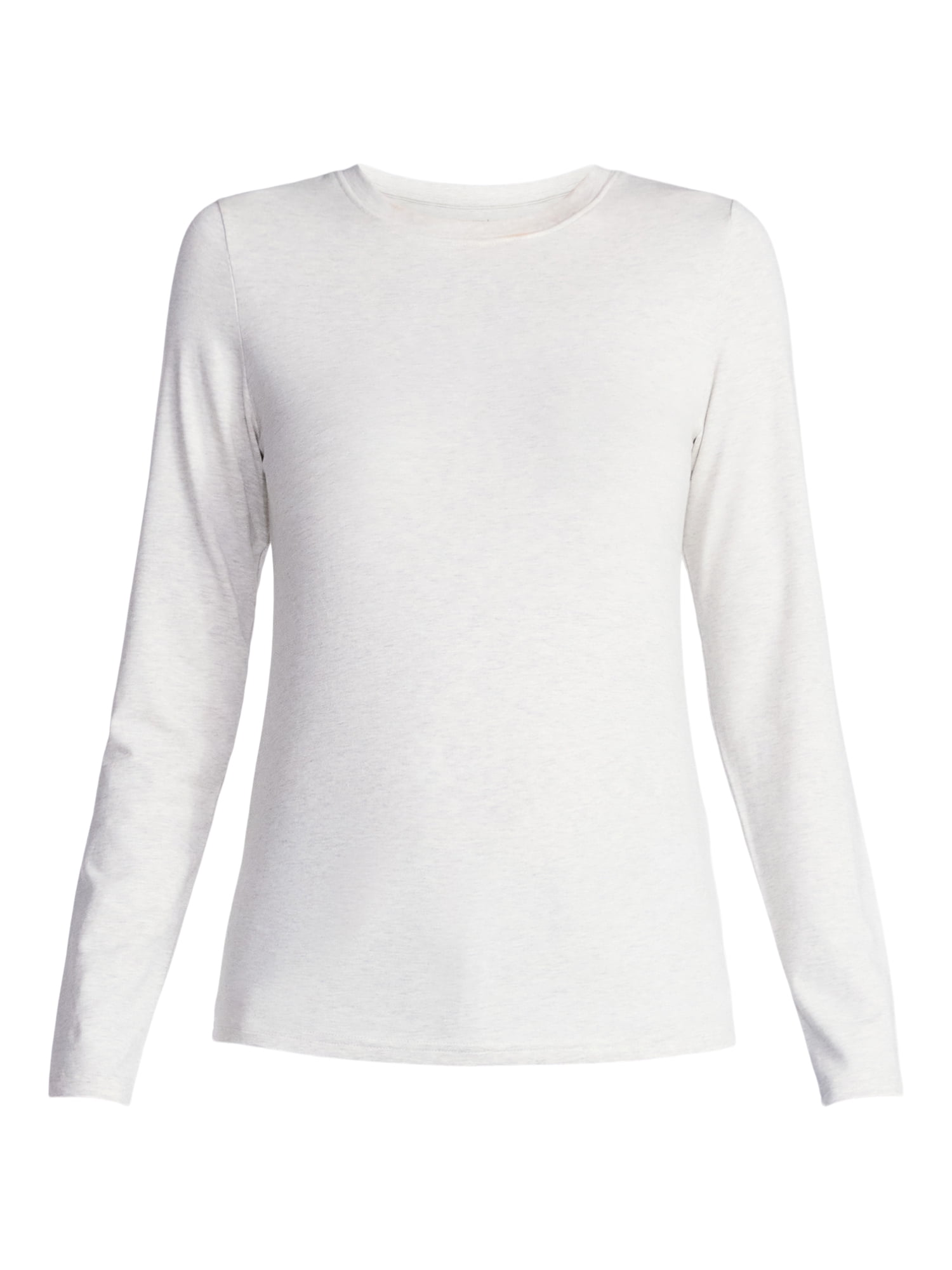 Time and Tru Women's Slim Crewneck Tee with Long Sleeves, Sizes XS-XXXL