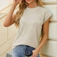 thumbnail image 4 of Xixinqiwan Women Shirts Short Sleeves,Women's Fashion Solid Round Neck Short Sleeves Casual T-shirts Clothes under $5.00, 4 of 7