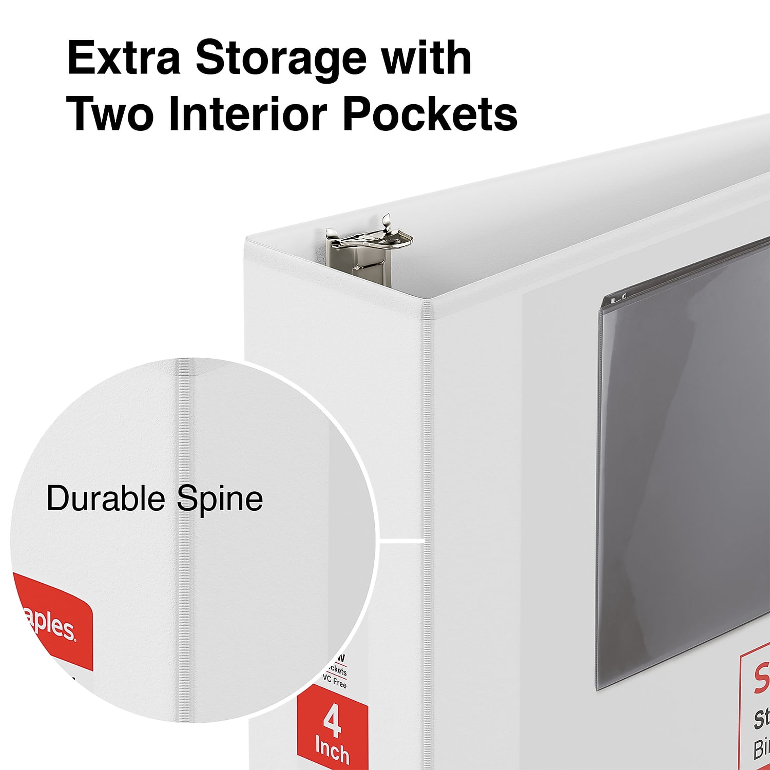 Staples 4" 3-Ring View Binders D-Ring White 6/Pack (55414CT/26358CT)