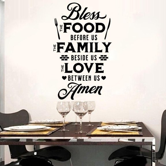 Prayer Kitchen Quote Food Art Dining Room Decor Wall Stickers Vinyl Home Decor Mural Family Love Decals Removable Wallpaper 42x70cm