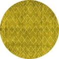 thumbnail image 1 of Ahgly Company Machine Washable Indoor Round Abstract Yellow Contemporary Area Rugs, 3' Round, 1 of 4