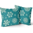 thumbnail image 2 of Teal Snowflakes Christmas Pillow Covers 16x16 Set of 2 Xmas Snow Holiday Decoration Print Decorative Outdoor Pillowcases Seasonal Winter Gift Farmhouse Throw Cushion Case Decor for Couch Sofa Bed, 2 of 6