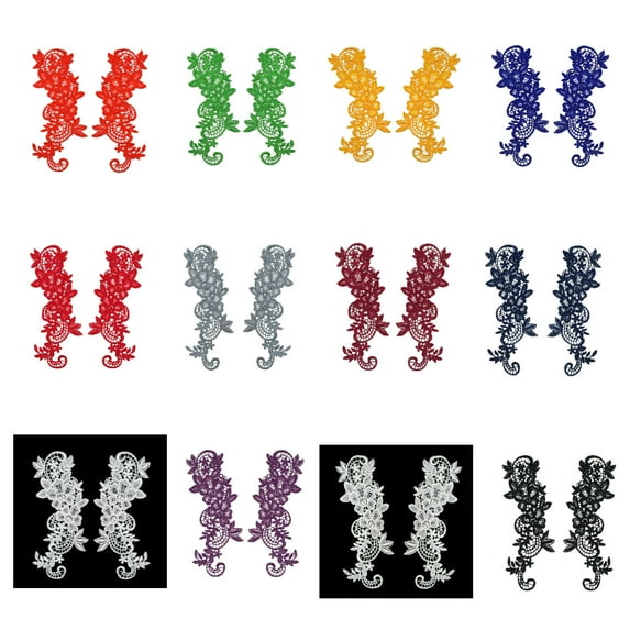 2.75" x 8" 12 Colors Pair of Embroidered Guipure Venice Lace Sewing Supplies