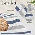 thumbnail image 6 of Blue Gray Striped Throw Pillow Cover, Pillowcase Protectors with Zipper, Breathable Decorative Lumbar Pillow Case Cover, Farmhouse Stripe Art Pillow Shams for Couch Sofa 16x24Inch, 6 of 8