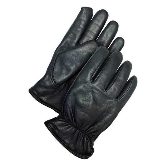 Leather Drivers Gloves, Goatskin Palm, Shirred Slip-On, Black, 1 PR