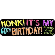 10in x 3in Sassy and Sixty 60th Birthday Bumper Sticker Car Truck Stickers
