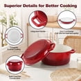 thumbnail image 6 of Walchoice 5QT Dutch Oven with Skillet Lid, 2-in-1 Enameled Cast Iron Dutch Oven Pot Cookware with Handles for Grilling, Stewing - Red, 6 of 9