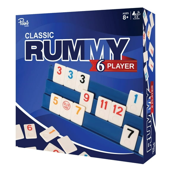 Point Games Rummy Cube 6 Player Edition Set - Classic Family Game Ages 8+ with More Tiles Six Racks - Ideal for Kids Adults & Family Game Night