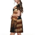 thumbnail image 2 of Fotbe Robe Vintage Motif Drapeau Américain Décontractée Mode Femme Manches Courtes Robe Maxi Robe T-Shirt Rayée Longue à Blocs de Couleur, 2 of 6