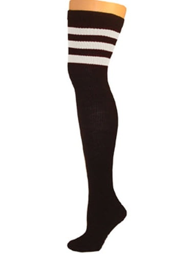 Retro Tube Socks - Black w/ White 