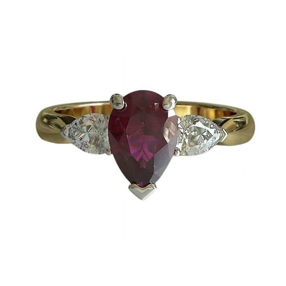 HeartsAndYou 2ct Natural Ruby & Diamond Ring Trilogy 100% REAL 14k SOLID Yellow Gold