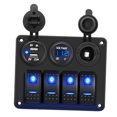 thumbnail image 1 of 4 Gang Rocker Switch Panel, Water Proof Marine Boat Toggle Rocker Switch Box, LED Display Voltmeter + 2 USB Charger + Cigarette Lighter, Switch Panel Box for Automotive, Truck,, 1 of 7
