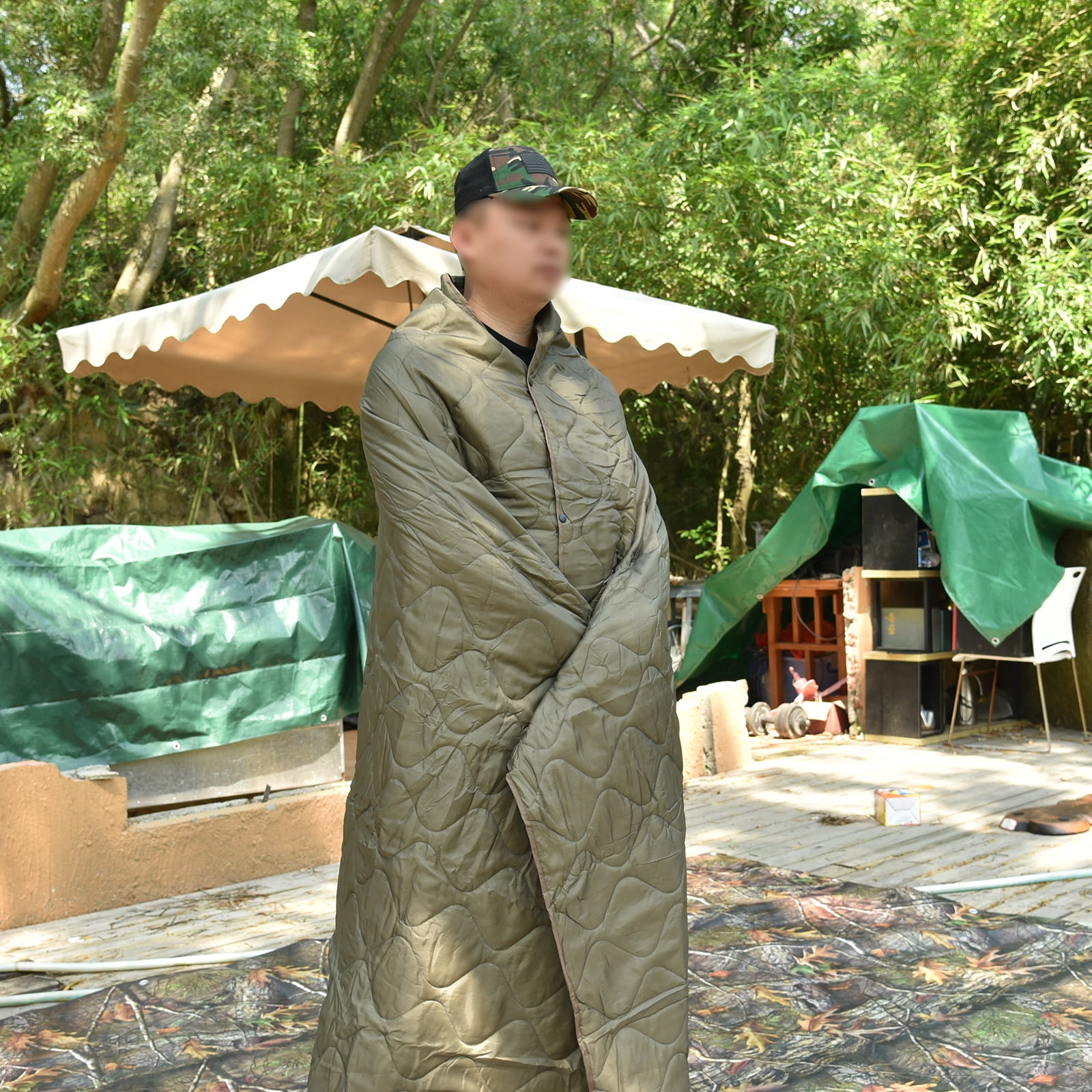 Pelican Civilian Woobie Camping Blanket - Water Resistant, 600 Duck Down Fill, Converts To Poncho, Includes Carry Bag (Grey)