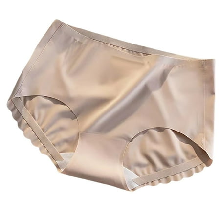 Hamky Womens Underwear Cotton Underwear Women s Solid Color Ice Silk Mid Waist Lightweight Breathable Crotch Pure Cotton Briefs Seamless Underwear Hipster Panties Pink XL