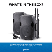 Gemini PA SYS15 Dual 15 Inch Speaker Package with Stainless Steel Stands & Mic