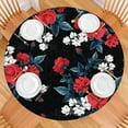 thumbnail image 3 of 44in Round Tablecloth with Elastic Edge, Waterproof Fitted Table Cover for 36-44" Tables, Floral Theme Polyester Reusable Table Cloths Wipe Clean for Picnic, Dining, Outdoor Use and Party Decor, 3 of 7