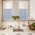thumbnail image 3 of 3 Piece Kitchen Curtains and Valances Set Blue Striped Cafe Curtains 24 Inch Length Modern Simple Farmhouse Beige Vintage Valance & Tier Curtain for Living Room Bedroom Small Window 54"x18"+27"x24"*2, 3 of 6