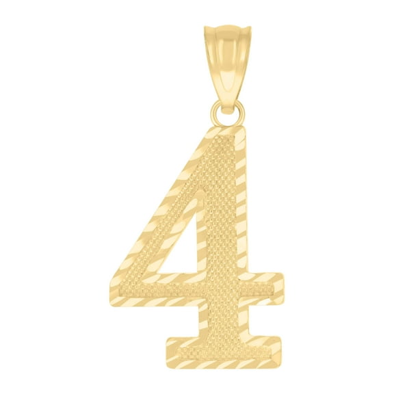 10Kt Yellow Gold Unisex Number 4 Charm Pendant