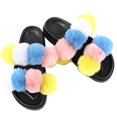 thumbnail image 1 of Women Furry Slippers Fashion Pom Pom Ball Faux Fur Slippers Fluffy Sandals, 1 of 8