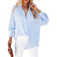 thumbnail image 1 of Camisa de novio para mujer LEMAFER a rayas azules de gran tamaño, 1 of 7