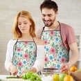 thumbnail image 5 of Pioneer Flower Floral Print Pattern Cotton Linen Apron with Pockets, Waterproof Adjustable, 33x27 Inch for Kitchen, Gardening, BBQ, Salon, 5 of 6