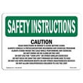 thumbnail image 1 of SignMission OS-SI-A-1824-L-11431 18 x 24 in. OSHA Safety Instructions Sign - Caution Read Directions in Owners Guide, 1 of 1