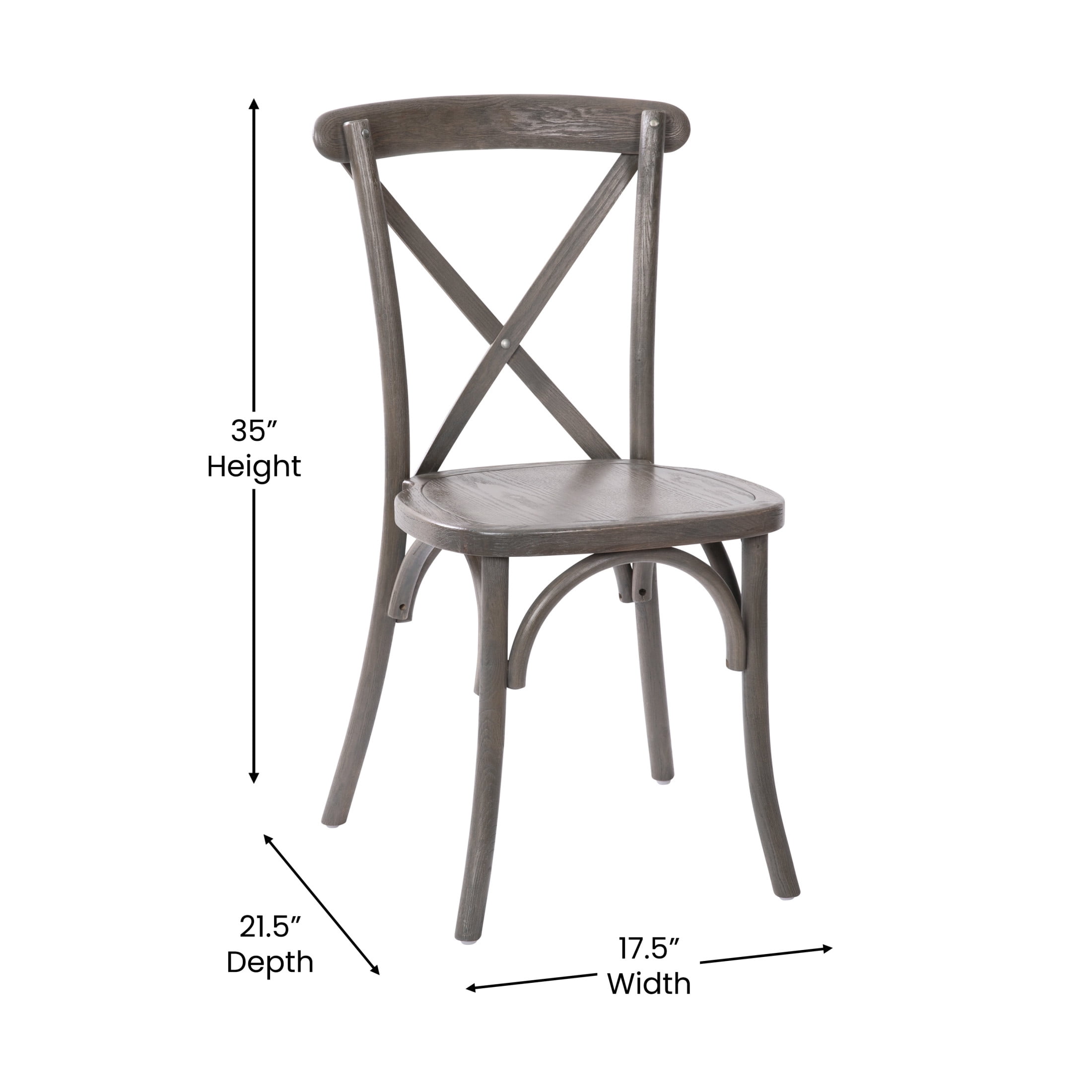 Merrick Lane X-Back Bistro Style Wooden High Back Dining Chair in Grey