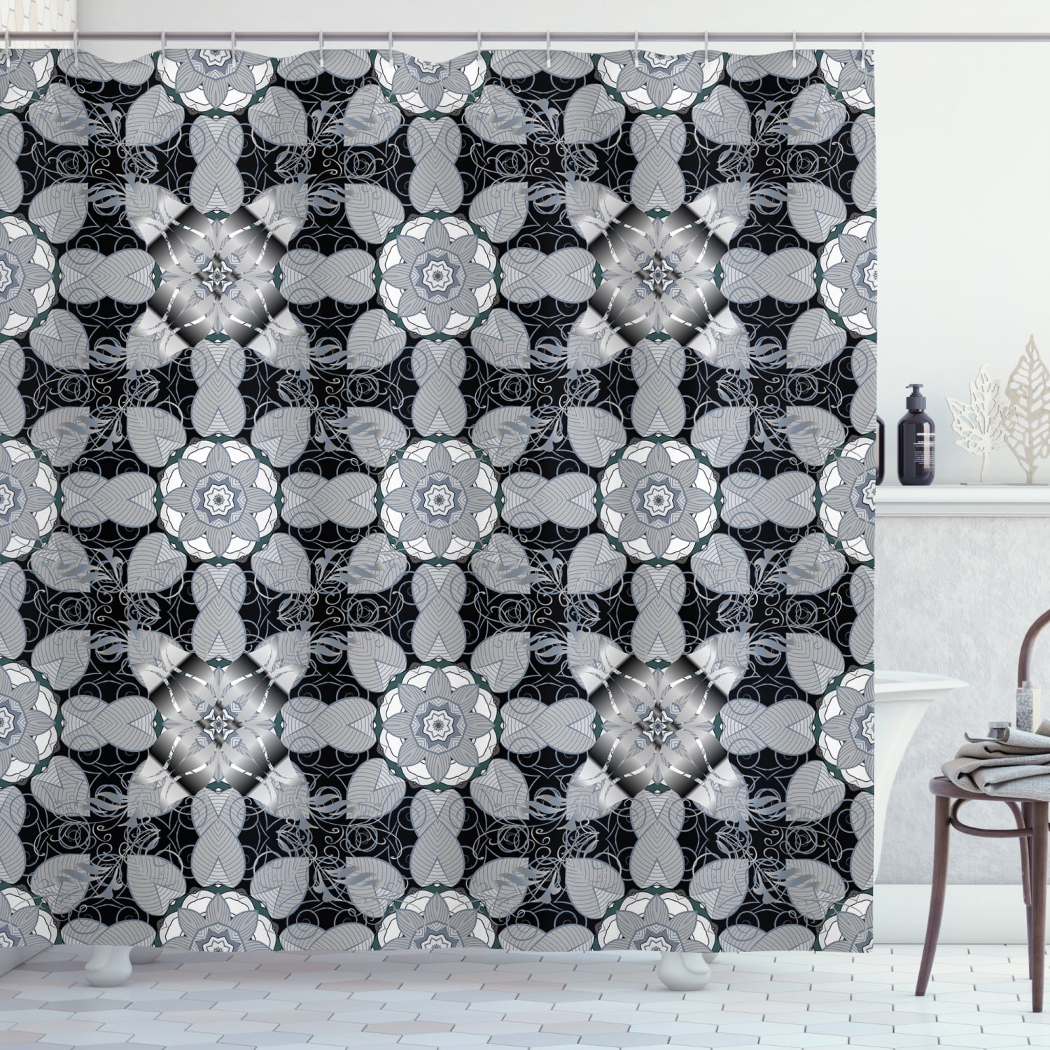 Ambesonne Black and Grey Shower Curtain, Dark Toned Culture, 69"Wx70"L