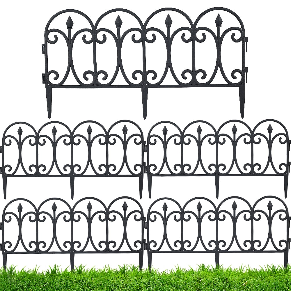 likeitwell 5pcs Garden Border Fence Edging Plastic Decorations Outdoor Yard Garden Border Fencing Black White Plant Bordering Lawn Edging Fence-58cm×34cm×1cm Per Fence