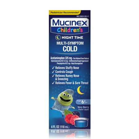 Mucinex Children's Night Time Multi-Symptom Cold Liquid Mixed Berry Flavor - 4 fl oz