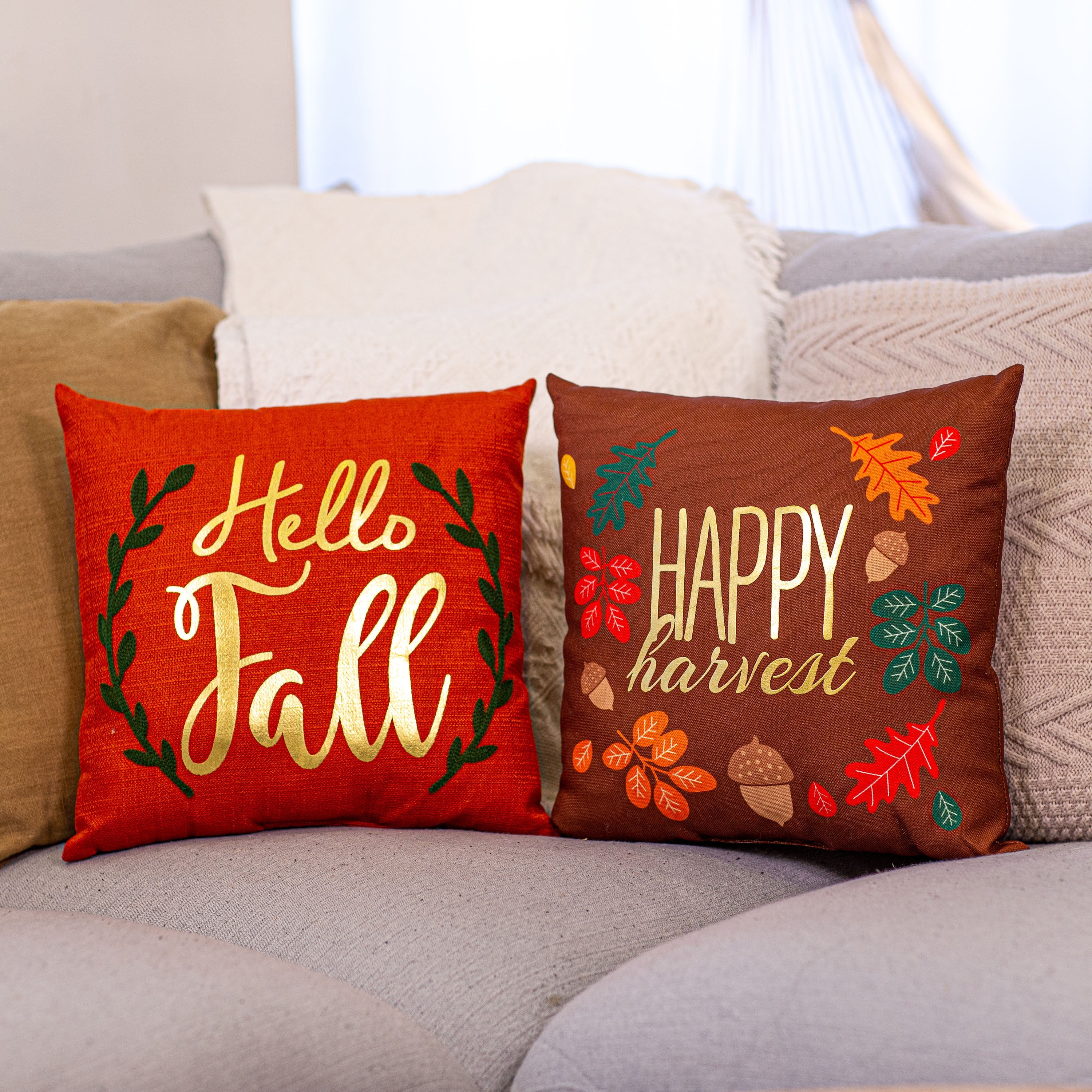Way To Celebrate Harvest Soft Decor Pillow Set, 2 pack