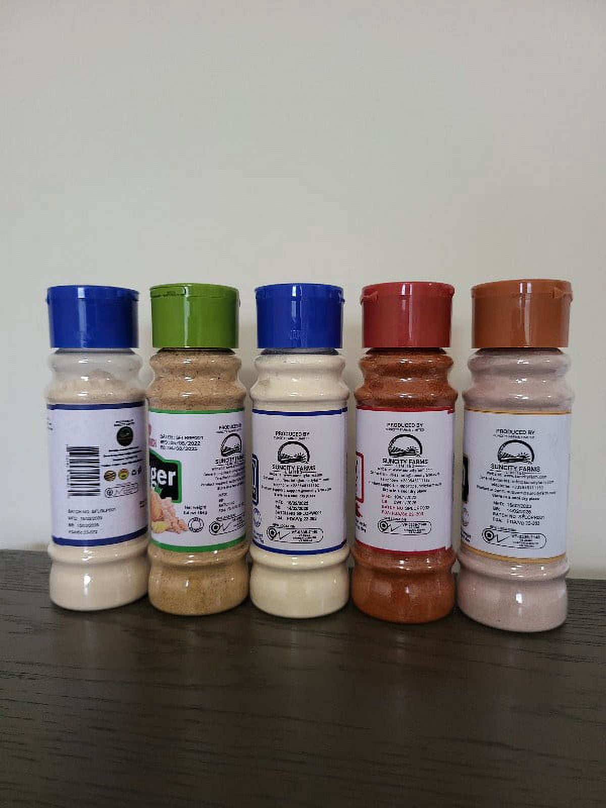MONARCH 100% Ginger Powder- Garlic Powder- Chili Pepper Powder- Onion Powder (Red)- Onion Powder (White) Pack Of 5 Spices & Seasonings