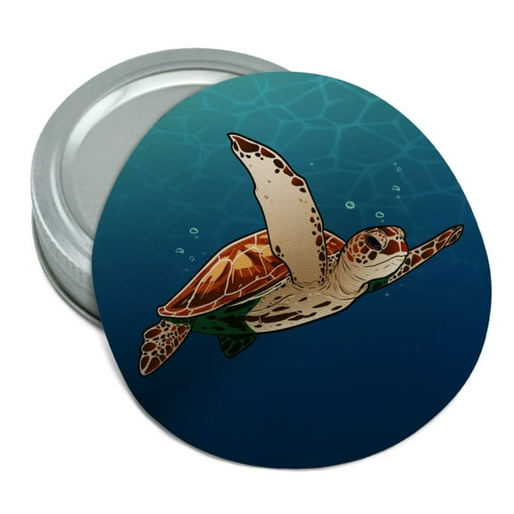 Sea Turtle Swimming in Ocean Round Rubber Non-Slip Jar Gripper Lid Opener