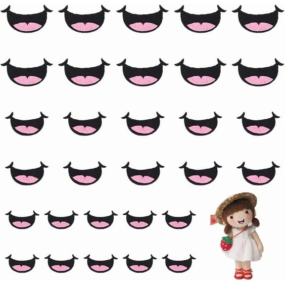 30 PCS Felt Mouth for Dolls 3 Size Pink Black Felts Mouths Felts Craft Doll Mouths Safety Felt Mouth for Crafts Puppet Teddy Bear Crochet Stuffies Plush Animals DIY Making Accessories Black