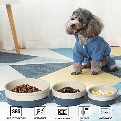 Ceramic Dog Bowls, Dog Food Dish for Large Dogs and Cat, Heavy Duty Porcelain Pet Bowl for Canned Food and Water 78 Fl Oz （Fog Blue）