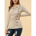 thumbnail image 6 of MODA NOVA Junior's Cowl Neck Long Sleeves Buttons Decor Ruched Top, 6 of 7