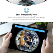 Amcrest 5-Megapixel Fisheye Camera, UltraHD Security PoE Camera Indoor, 1.4mm Lens, 33ft Nightvision, 360° Panoramic Camera Coverage, Cloud and MicroSD Recording, IP5M-F1180EW (White)