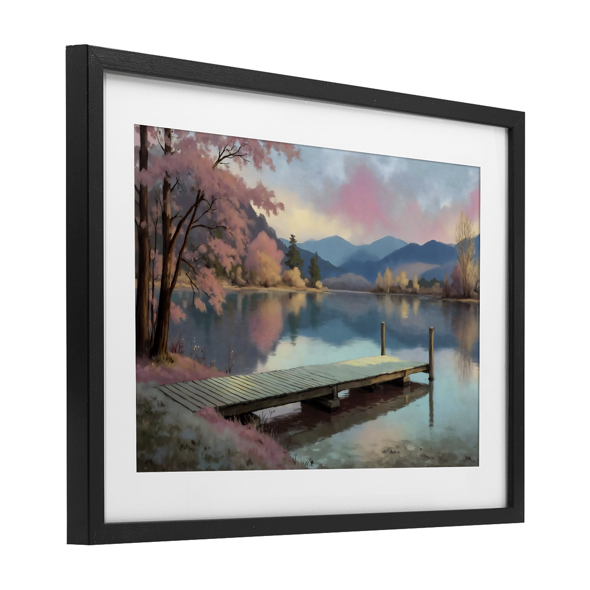 Stupell Industries Pink Dock at Sunset Black Framed Print Under Glass, design by Creative Studio