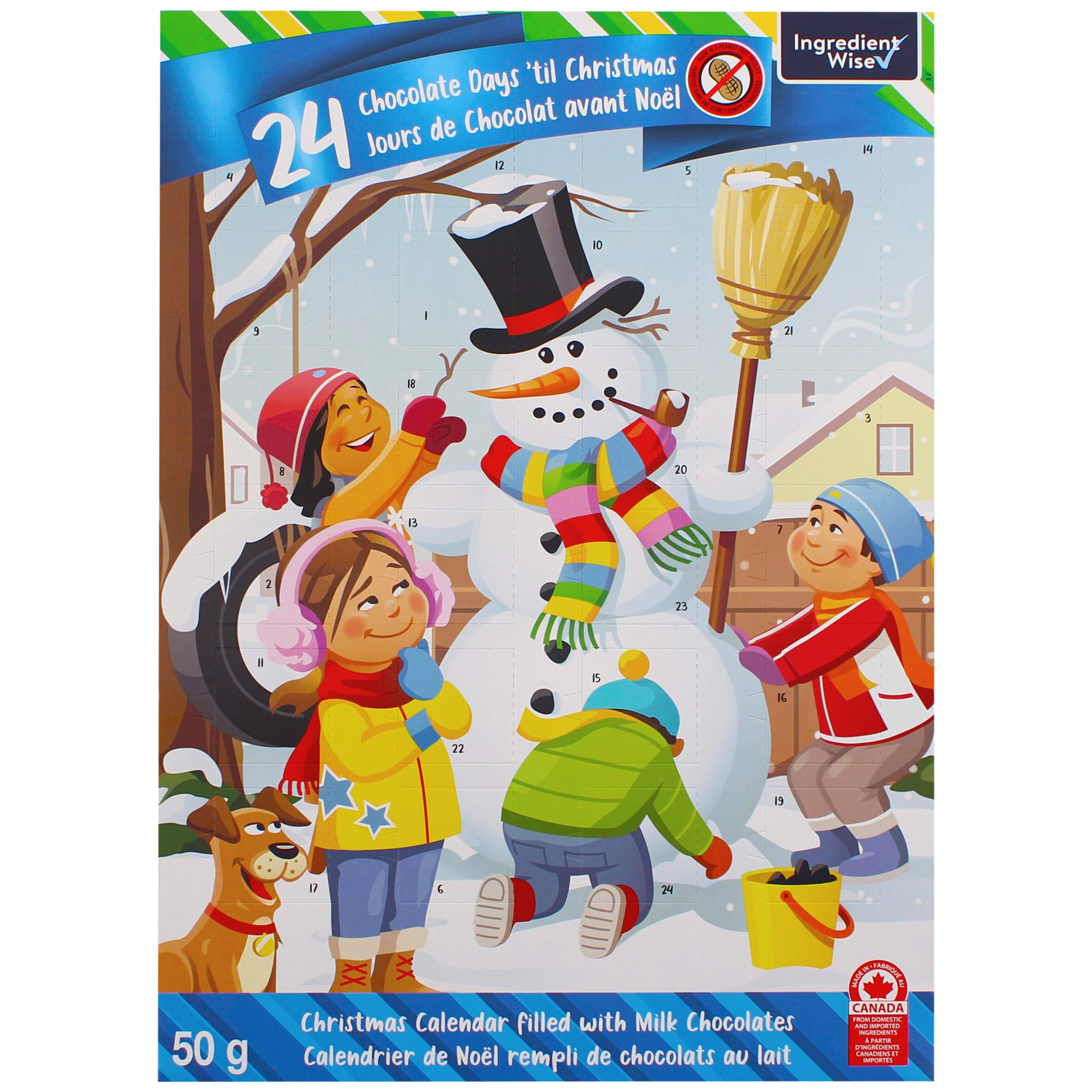 Great Value 24 Chocolate Days ‘til Christmas Advent Calendar., 50 g