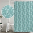 thumbnail image 4 of Shower Curtain Bathroom Set White Wave Stripe on Teal Waterproof Fabric Shower Curtains with Grommets&Hooks, Abstract Geometric Texture Privacy Bath Curtain for Bathtub 36x72in, 4 of 9