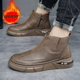 thumbnail image 5 of Men'S Fleece-Lined Warm Work Boots, Winter Trendy Chelsea Ankle Boots with Side Zipper, Outdoor Sports Cold-Resistant Fleece-Lined Shoes, Stylish Versatile Work Boots, 5 of 8