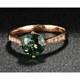 thumbnail image 3 of Classic 1.50 Carat Green Emerald 6mm Round Shape And Moissanite Diamond 10k Rose Gold Engagement Ring for Women, 3 of 4